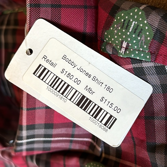 Rule 18 *NWT* Men's Bobby Jones Dark Red Tartan Plaid Skull Sport Golf Shirt - Picture 10 of 10